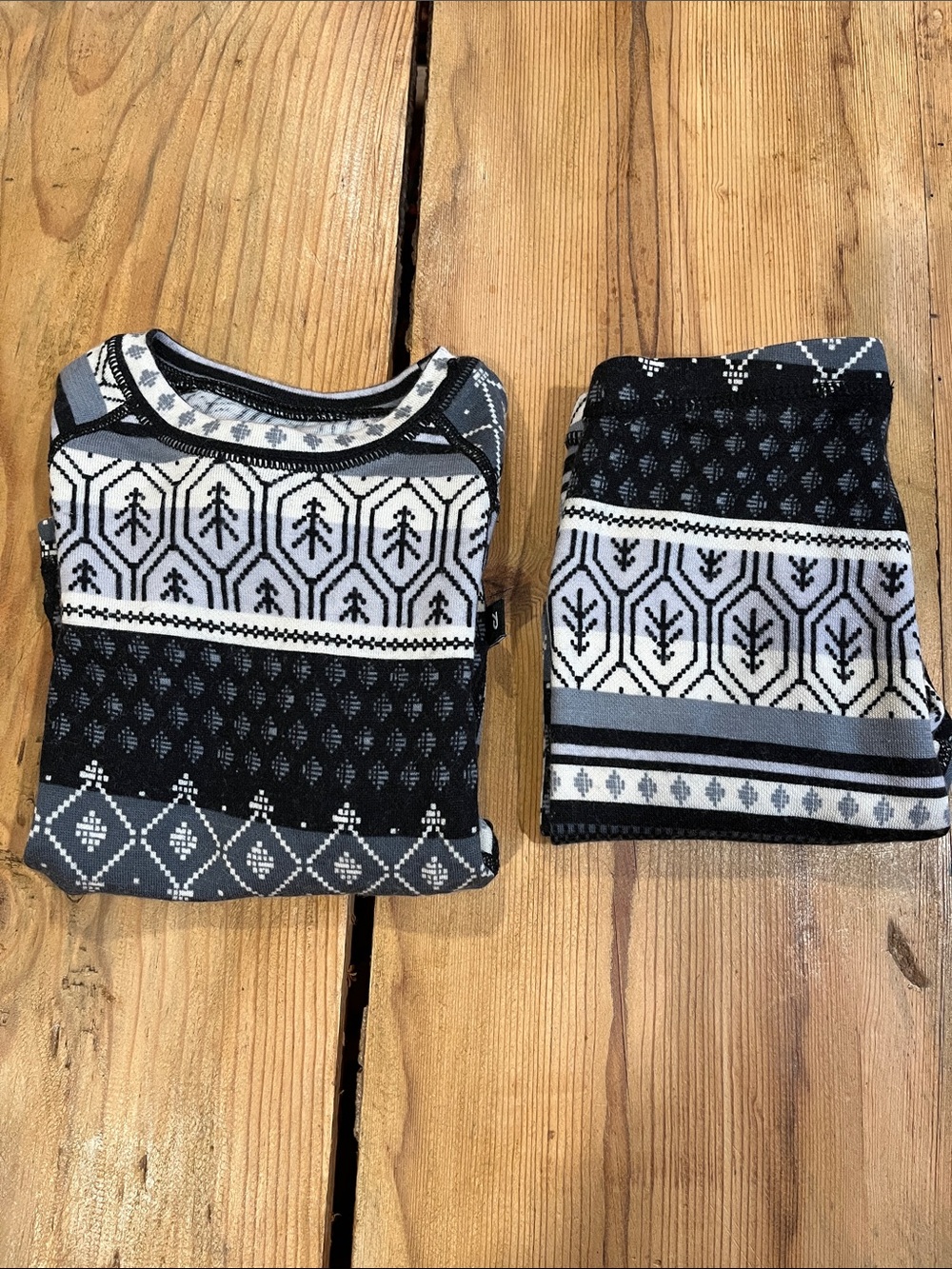 Set/2 REIMA 2T Black/Gray Merino Wool Baselayer Long Sleeve Top & Pants